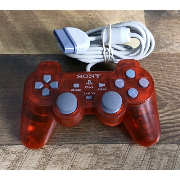 Sony PlayStation PS1 PSone OEM Transparent Red Controller SCPH-110 Tested - Picture 1 of 9